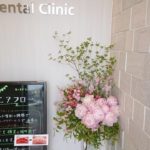 晩春　クリニック玄関へのいけ込み